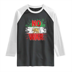 Free Iran Flag Raglan Shirt No War Support Iranian Freedom TS14 Black White Print Your Wear