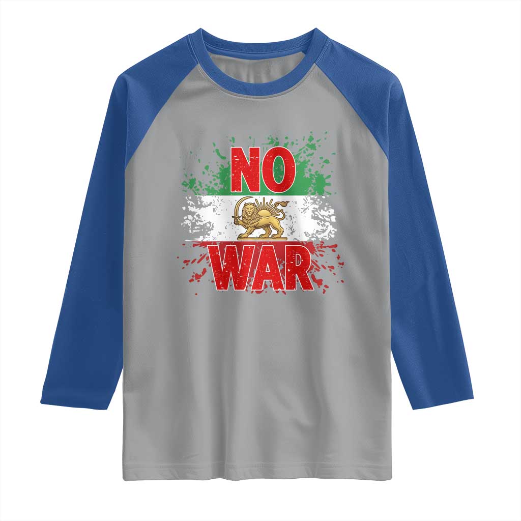 Free Iran Flag Raglan Shirt No War Support Iranian Freedom TS14 Sport Gray Royal Print Your Wear