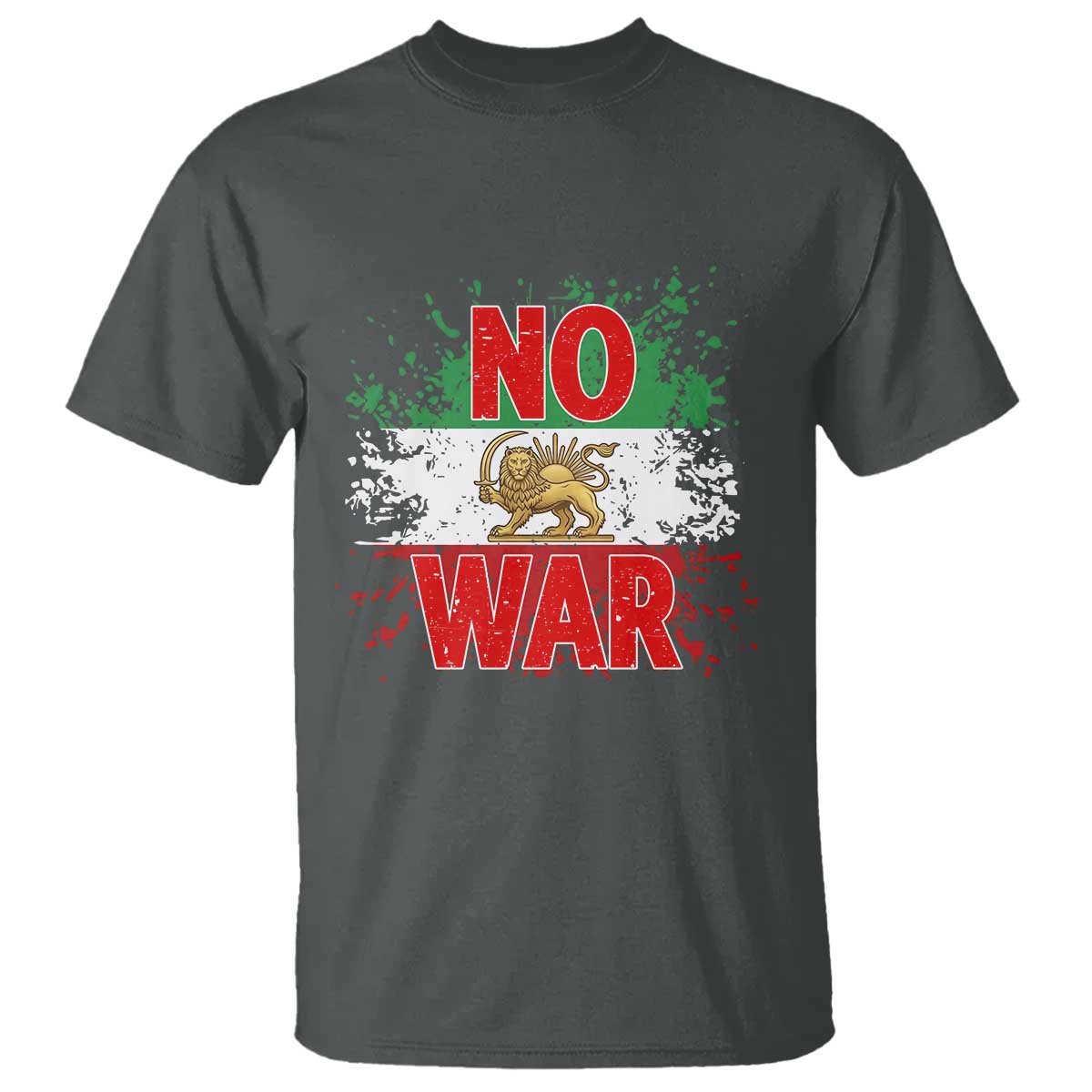 Free Iran Flag T Shirt No War Support Iranian Freedom TS14 Dark Heather Print Your Wear