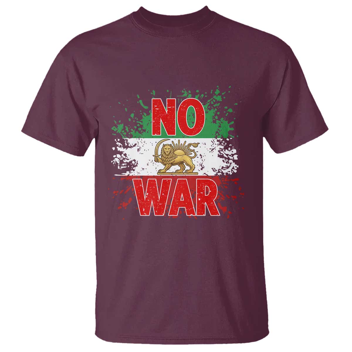 Free Iran Flag T Shirt No War Support Iranian Freedom TS14 Maroon Print Your Wear