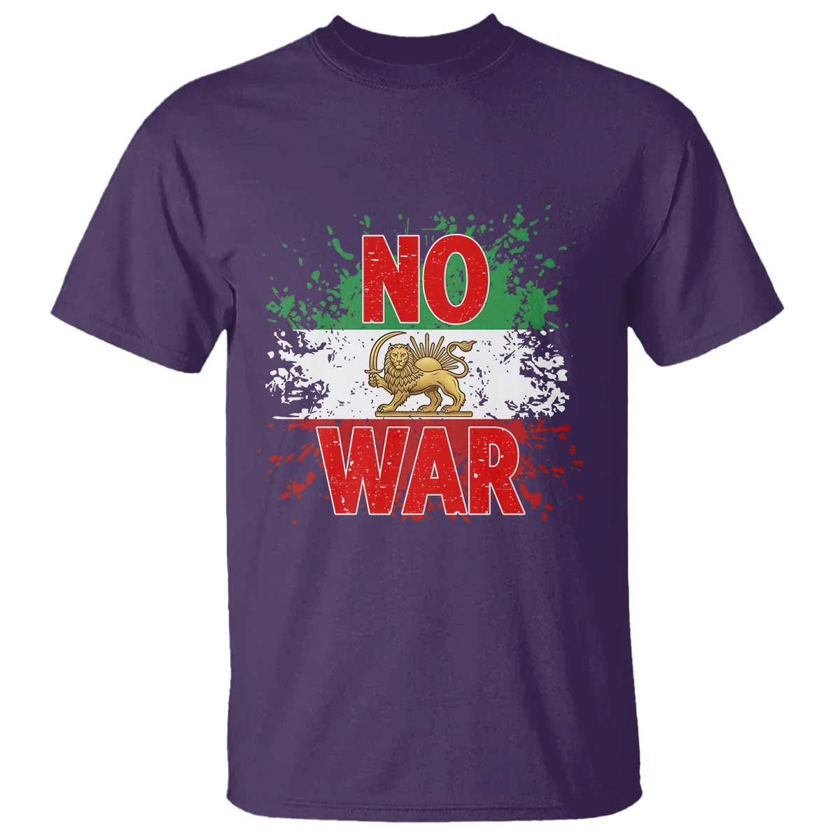 Free Iran Flag T Shirt No War Support Iranian Freedom TS14 Purple Print Your Wear