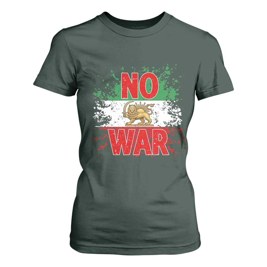 Free Iran Flag T Shirt For Women No War Support Iranian Freedom TS14 Dark Forest Green Print Your Wear