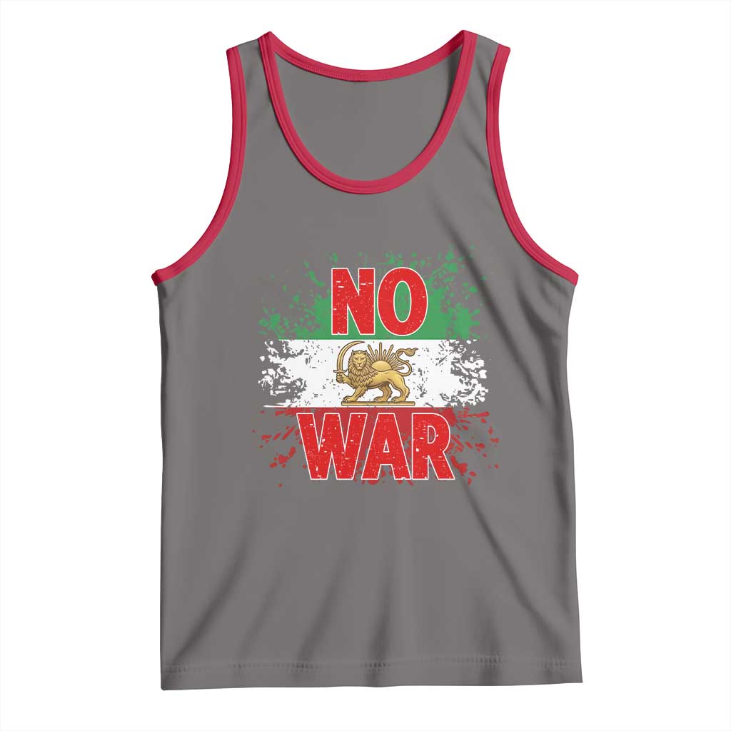 Free Iran Flag Tank Top No War Support Iranian Freedom TS14 Deep Heather Red Print Your Wear