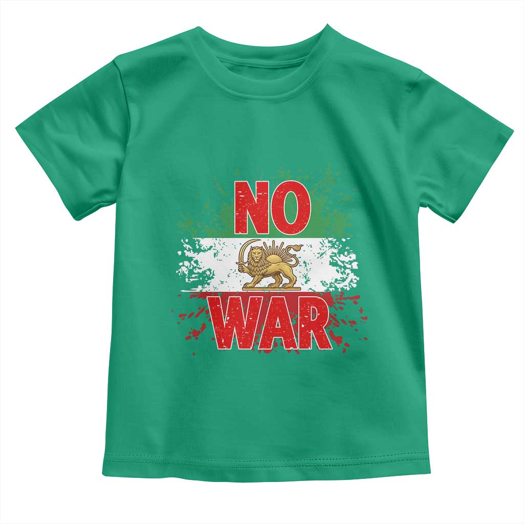 Free Iran Flag Toddler T Shirt No War Support Iranian Freedom TS14 Irish Green Print Your Wear