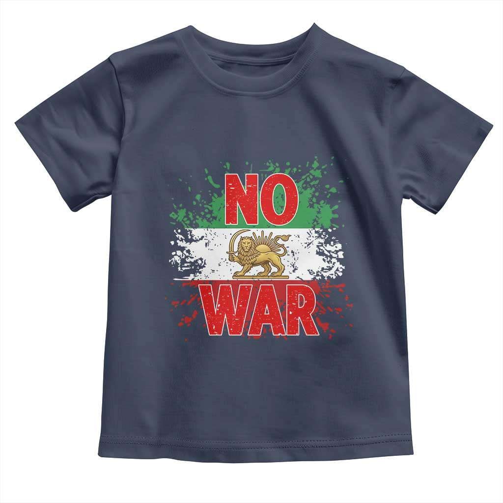 Free Iran Flag Toddler T Shirt No War Support Iranian Freedom TS14 Navy Print Your Wear