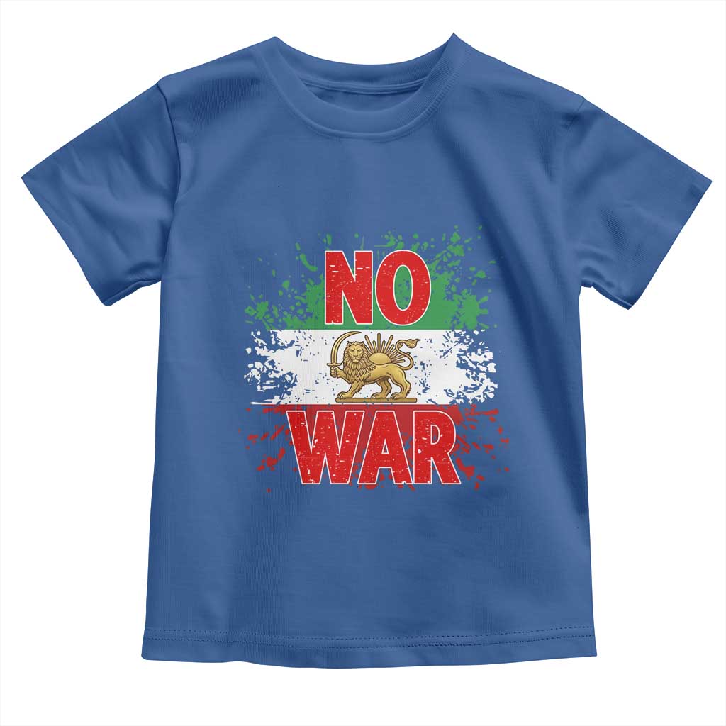 Free Iran Flag Toddler T Shirt No War Support Iranian Freedom TS14 Royal Blue Print Your Wear
