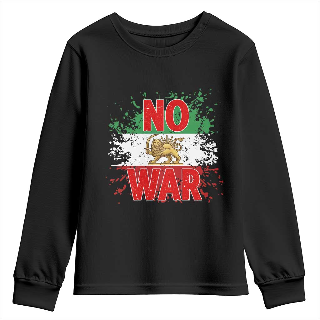 Free Iran Flag Youth Sweatshirt No War Support Iranian Freedom TS14 Black Print Your Wear