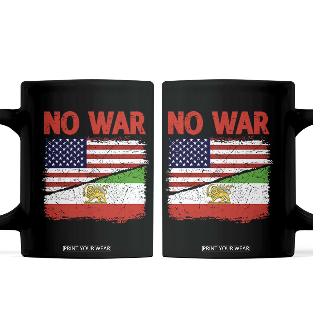 Free Iran Coffee Mug No War Peace American Iran Unity TS14 Black Print Your Wear
