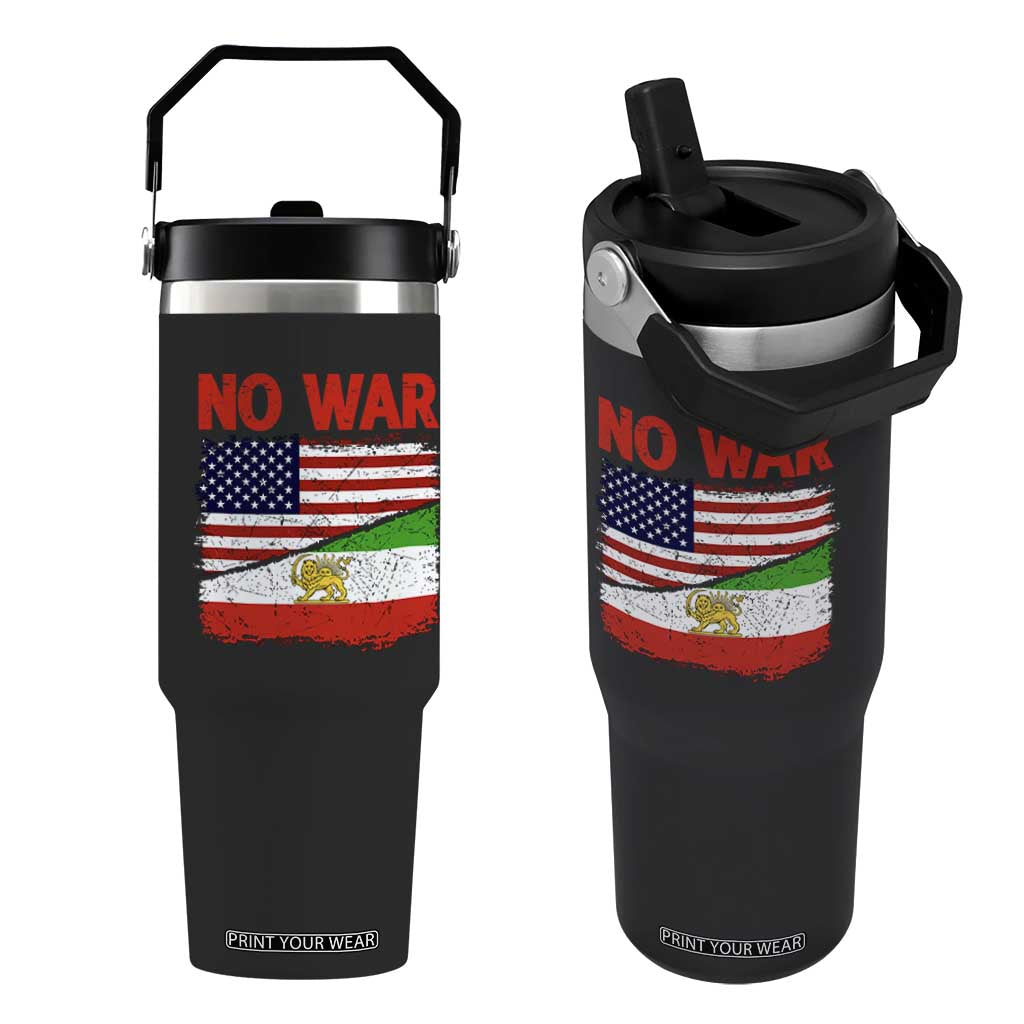 Free Iran Flip Straw Tumbler No War Peace American Iran Unity TS14 One Size: 30 oz Black Print Your Wear