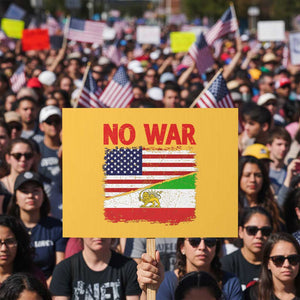 Free Iran Protest Sign No War Peace American Iran Unity TS14 Horizontal 18" × 24" Yellow Print Your Wear