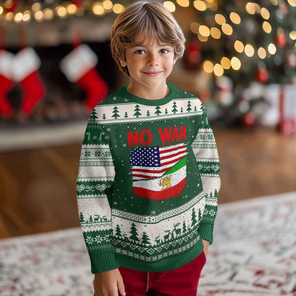 Free Iran Ugly Christmas Sweater No War Peace American Iran Unity TS14 Forest Green Beige Print Your Wear