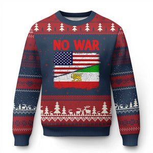 Free Iran Ugly Christmas Sweater No War Peace American Iran Unity TS14 Navy Red Print Your Wear