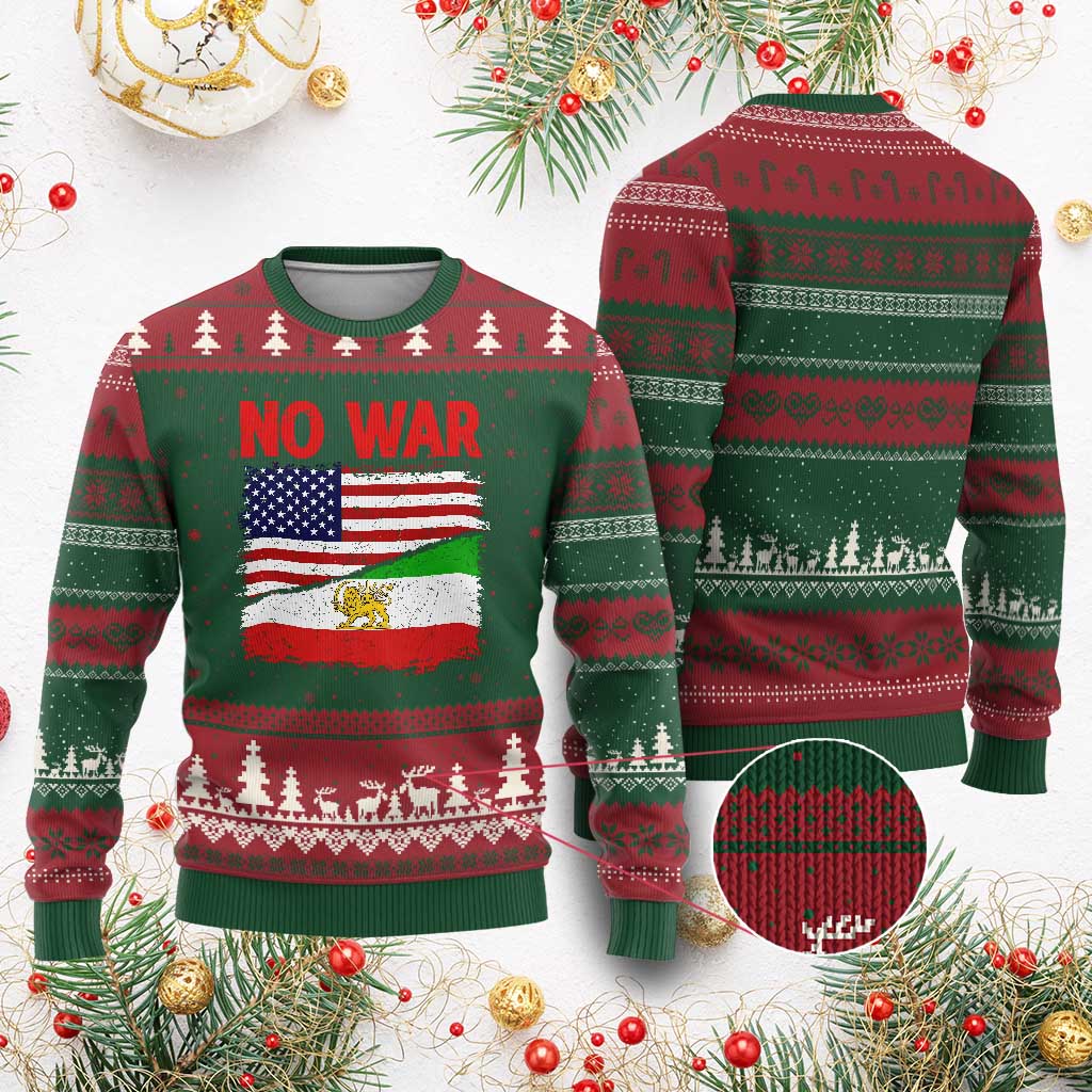 Free Iran Ugly Christmas Sweater No War Peace American Iran Unity TS14 Red Green Print Your Wear