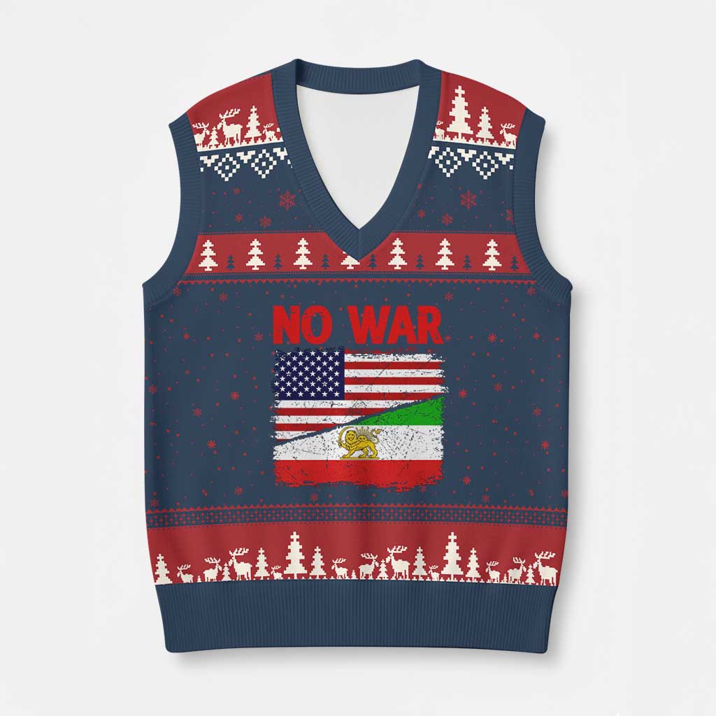 Free Iran V-Neck Knit Sweater Vest No War Peace American Iran Unity TS14 Navy Red Print Your Wear