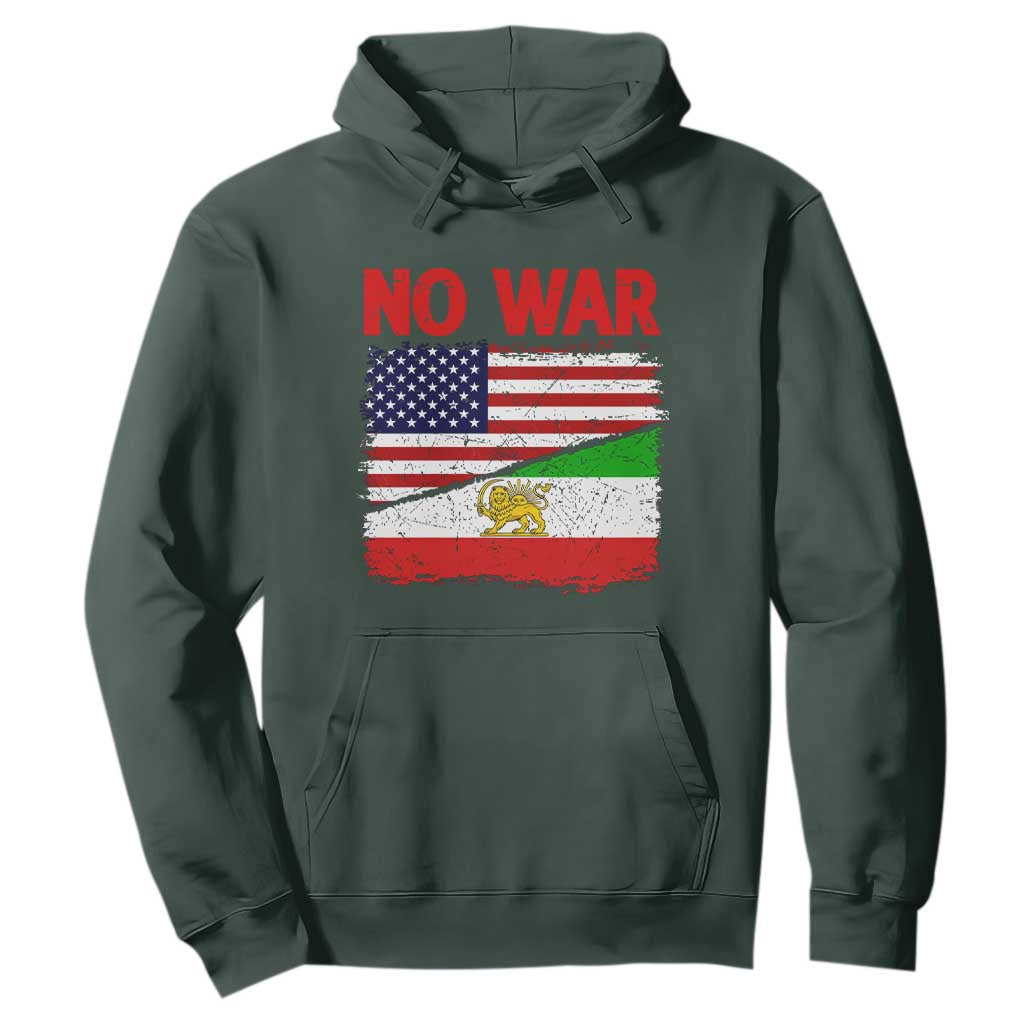 Free Iran Hoodie No War Peace American Iran Unity TS14 Dark Forest Green Print Your Wear