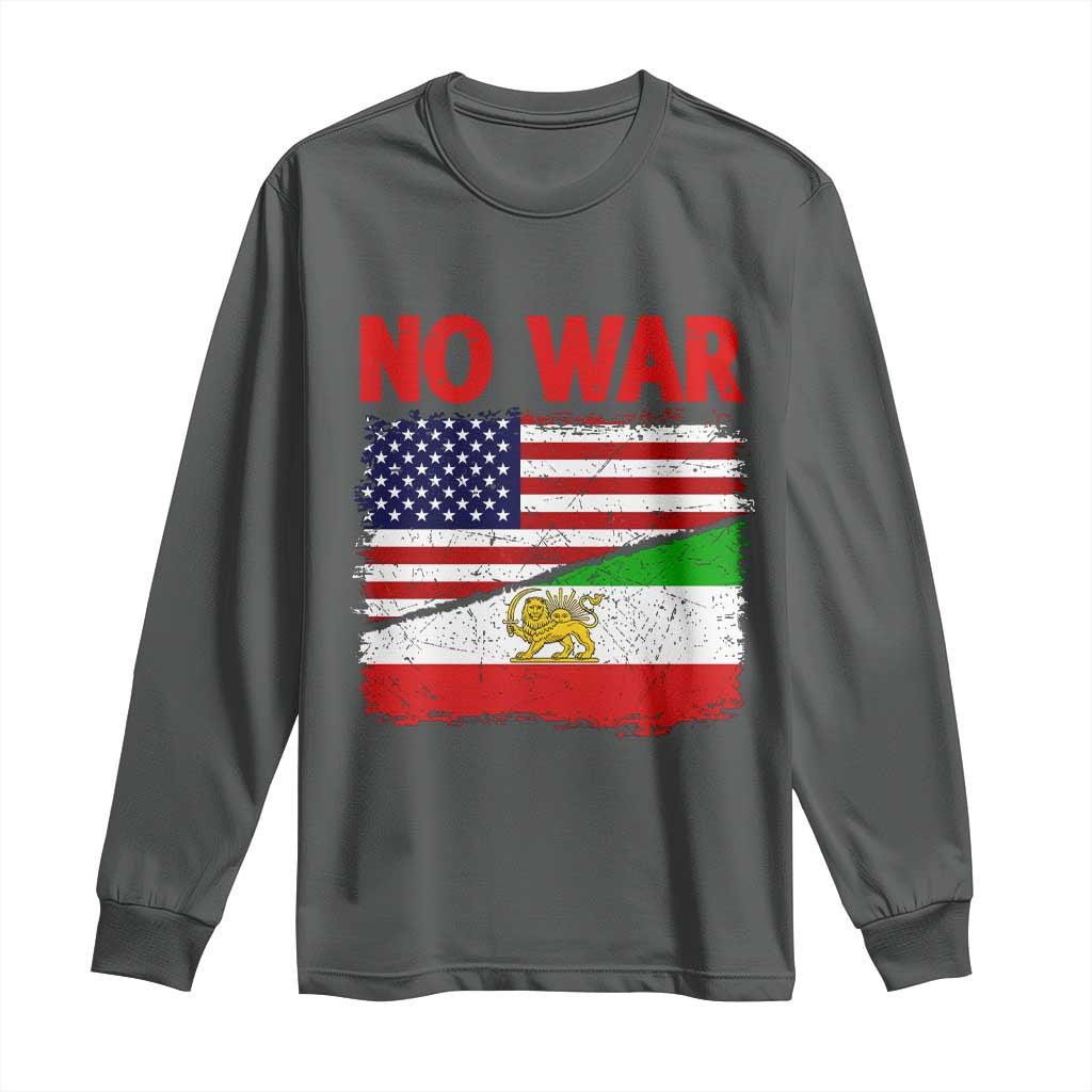 Free Iran Long Sleeve Shirt No War Peace American Iran Unity TS14 Dark Heather Print Your Wear
