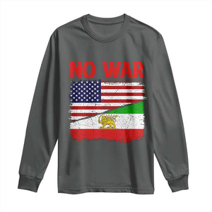 Free Iran Long Sleeve Shirt No War Peace American Iran Unity TS14 Dark Heather Print Your Wear