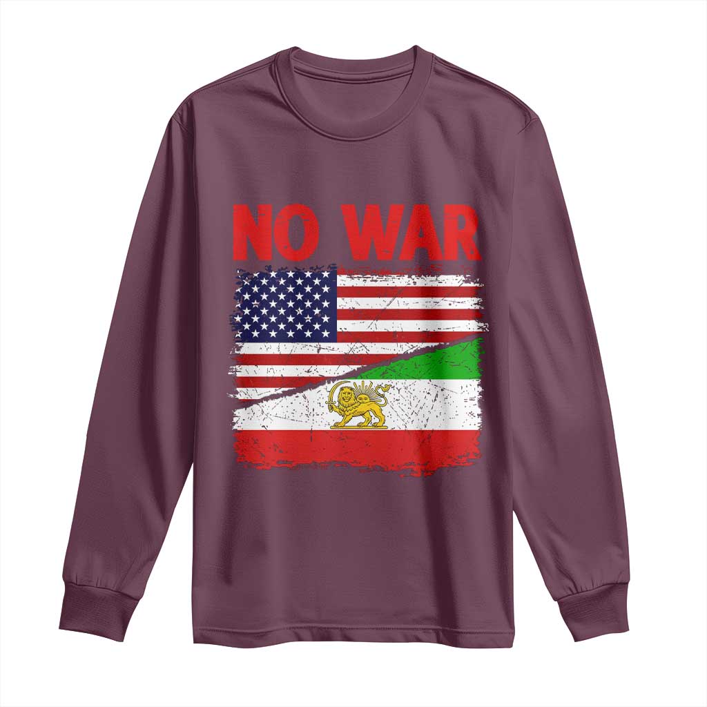 Free Iran Long Sleeve Shirt No War Peace American Iran Unity TS14 Maroon Print Your Wear