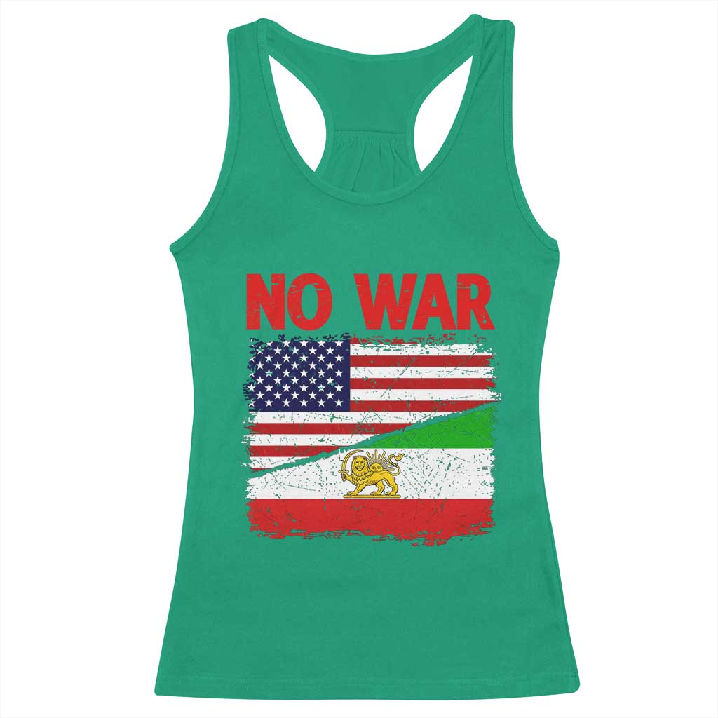 Free Iran Racerback Tank Top No War Peace American Iran Unity TS14 Irish Green Print Your Wear