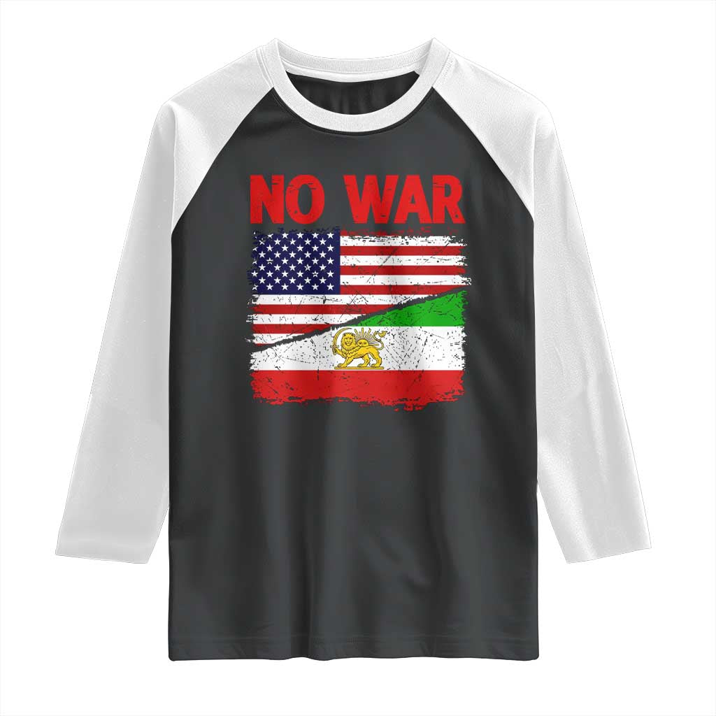 Free Iran Raglan Shirt No War Peace American Iran Unity TS14 Black White Print Your Wear