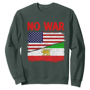 Free Iran Sweatshirt No War Peace American Iran Unity TS14 Dark Forest Green Print Your Wear