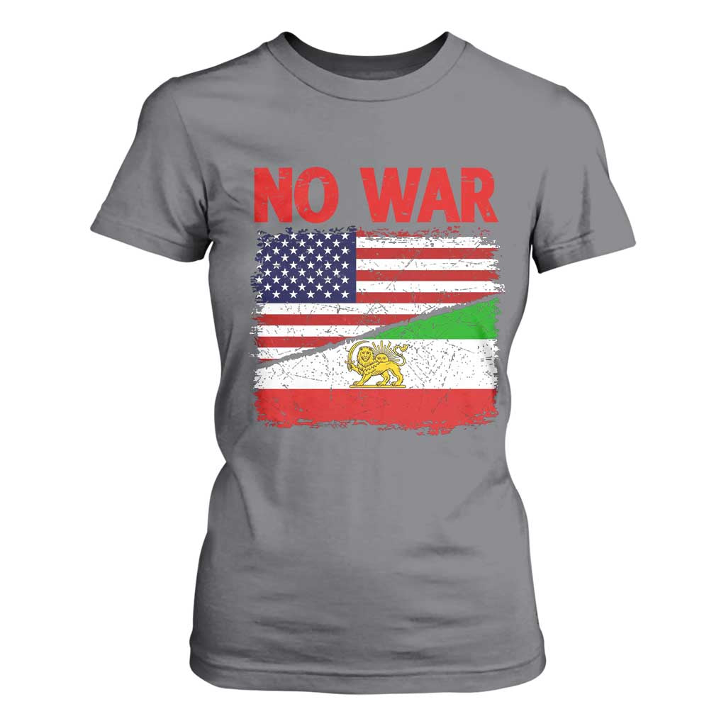 Free Iran T Shirt For Women No War Peace American Iran Unity TS14 Charcoal Print Your Wear