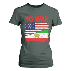 Free Iran T Shirt For Women No War Peace American Iran Unity TS14 Dark Forest Green Print Your Wear