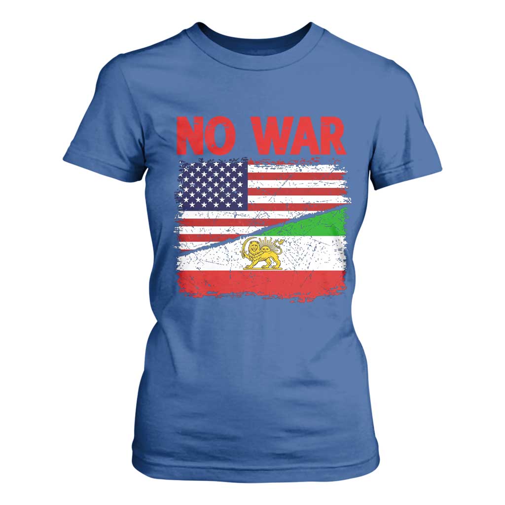 Free Iran T Shirt For Women No War Peace American Iran Unity TS14 Royal Blue Print Your Wear