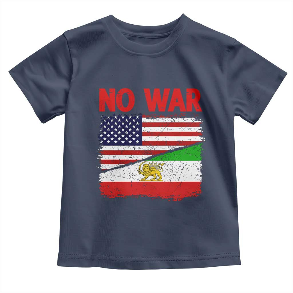 Free Iran Toddler T Shirt No War Peace American Iran Unity TS14 Navy Print Your Wear