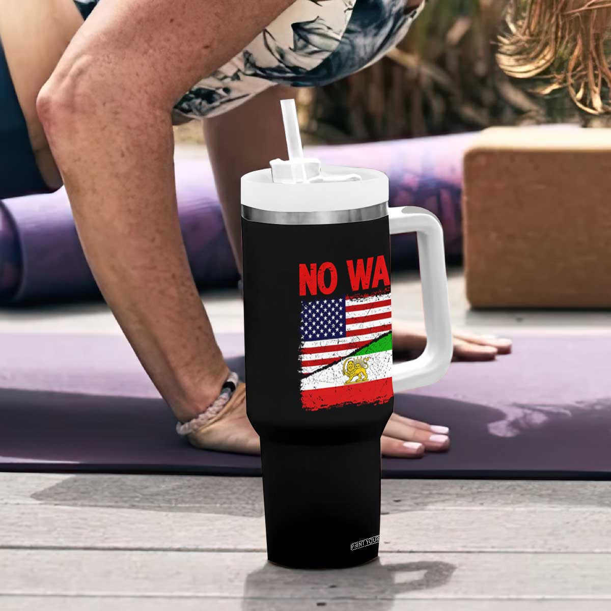 Free Iran Tumbler With Handle No War Peace American Iran Unity TS14 Print Your Wear