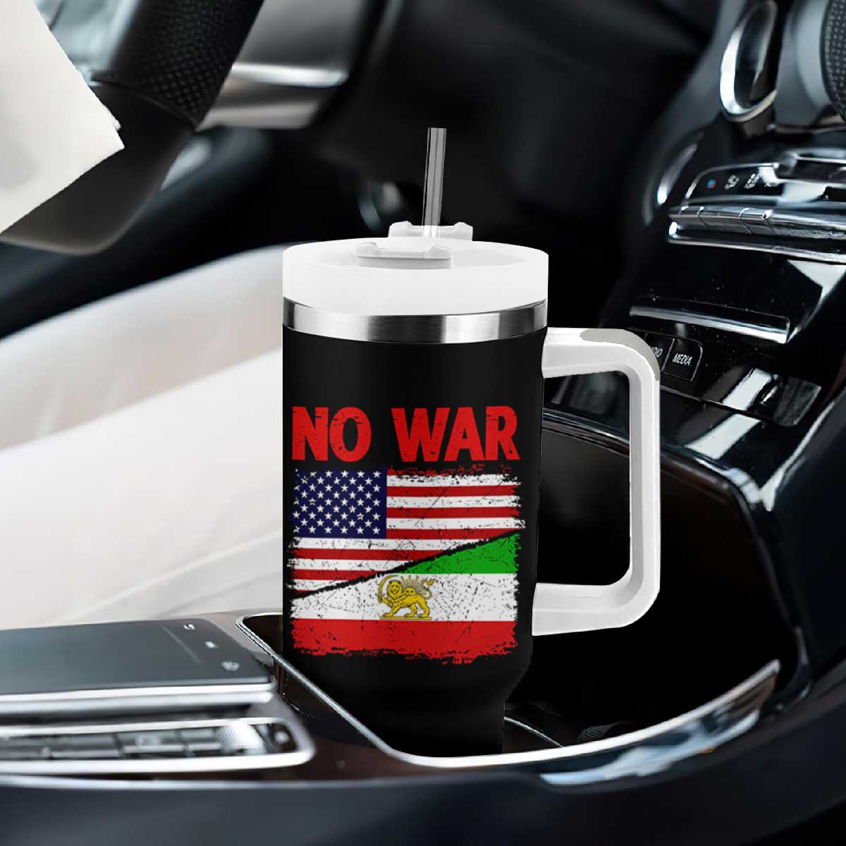Free Iran Tumbler With Handle No War Peace American Iran Unity TS14 Print Your Wear
