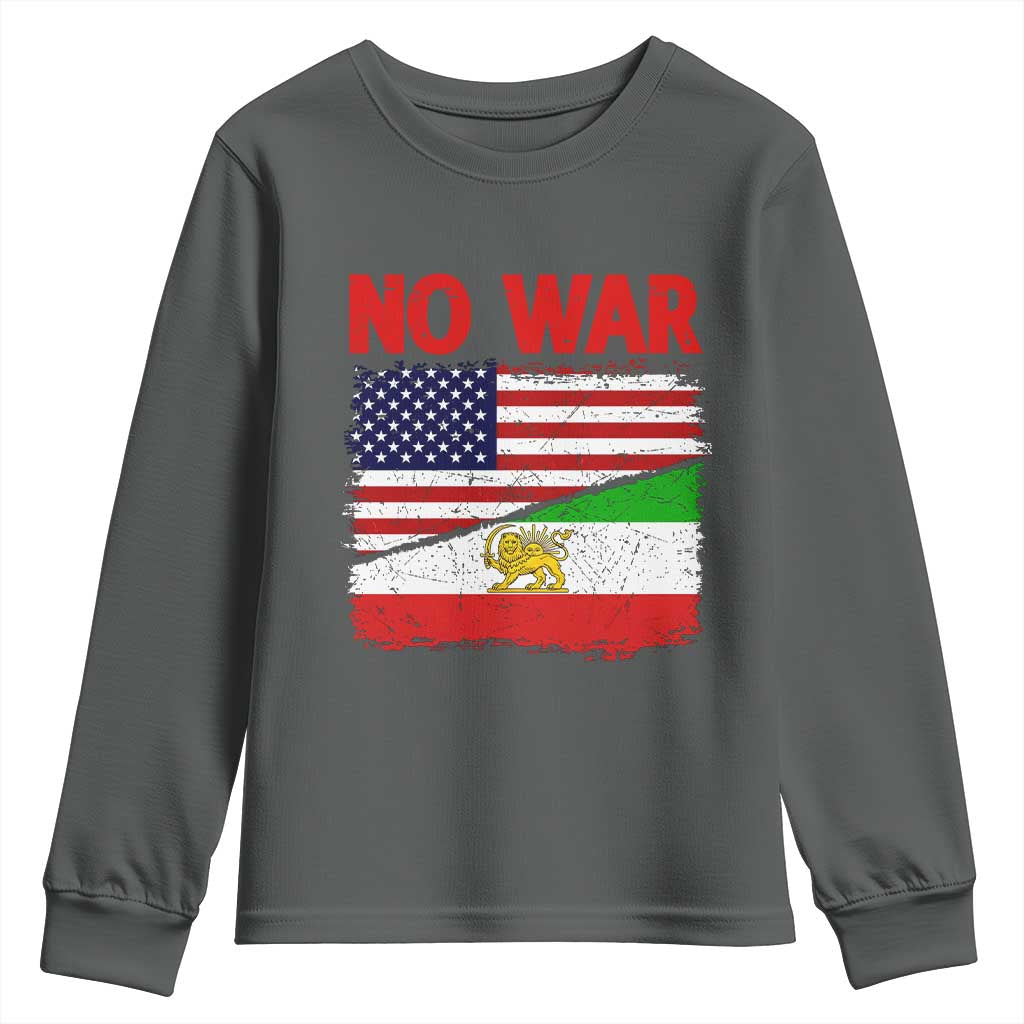 Free Iran Youth Sweatshirt No War Peace American Iran Unity TS14 Dark Heather Print Your Wear