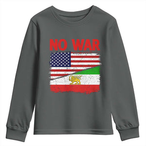 Free Iran Youth Sweatshirt No War Peace American Iran Unity TS14 Dark Heather Print Your Wear