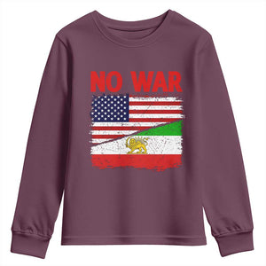 Free Iran Youth Sweatshirt No War Peace American Iran Unity TS14 Maroon Print Your Wear