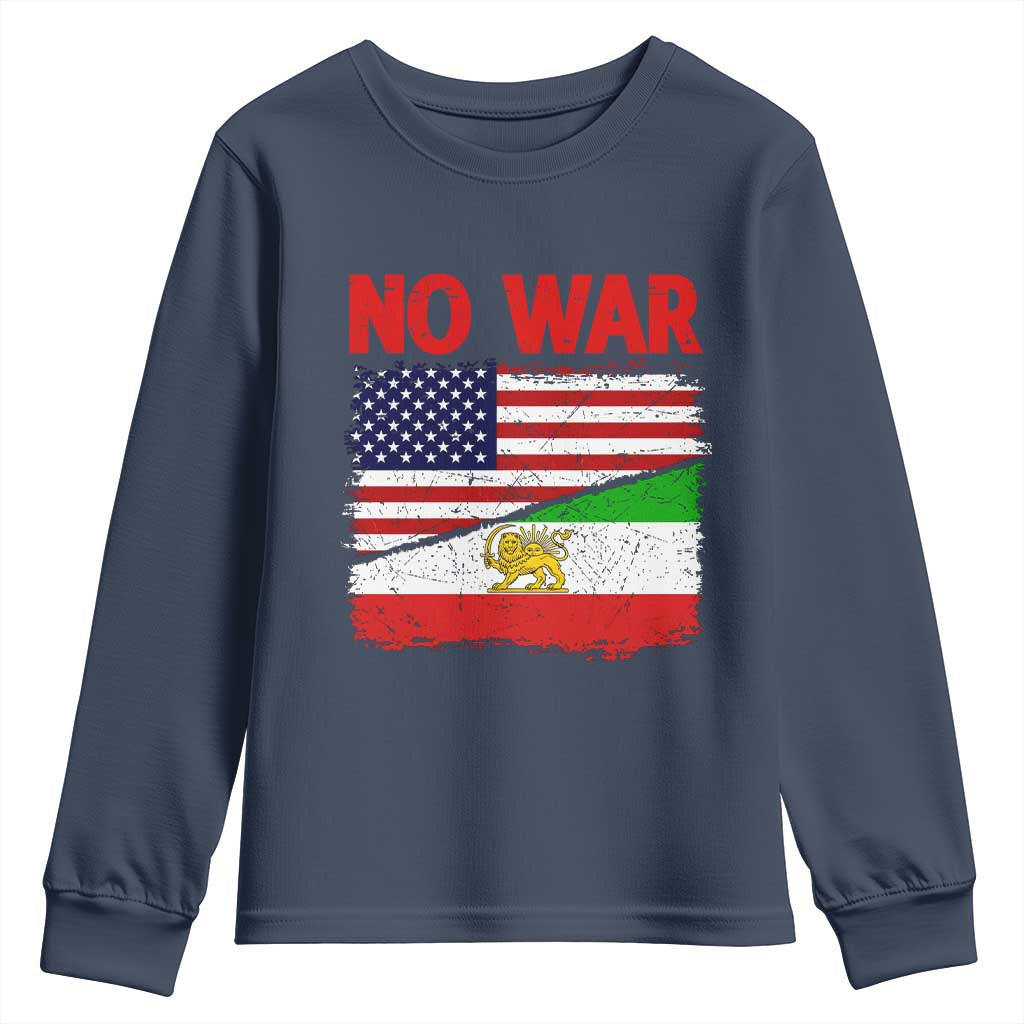 Free Iran Youth Sweatshirt No War Peace American Iran Unity TS14 Navy Print Your Wear