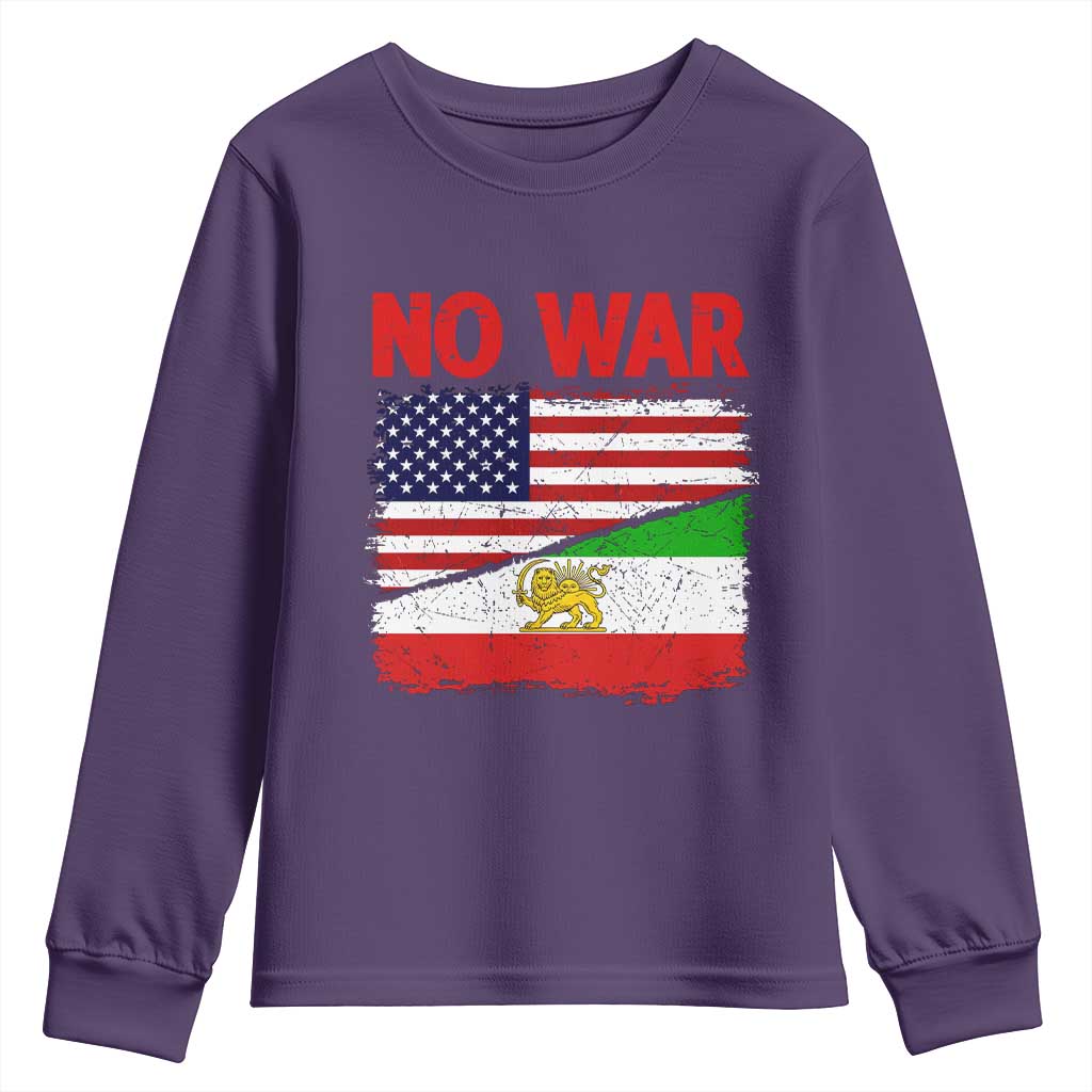 Free Iran Youth Sweatshirt No War Peace American Iran Unity TS14 Purple Print Your Wear