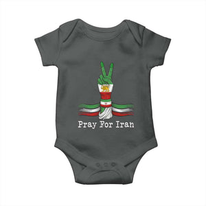 Free Iran Support Baby Onesie Pray For Iran TS14 Dark Heather Print Your Wear