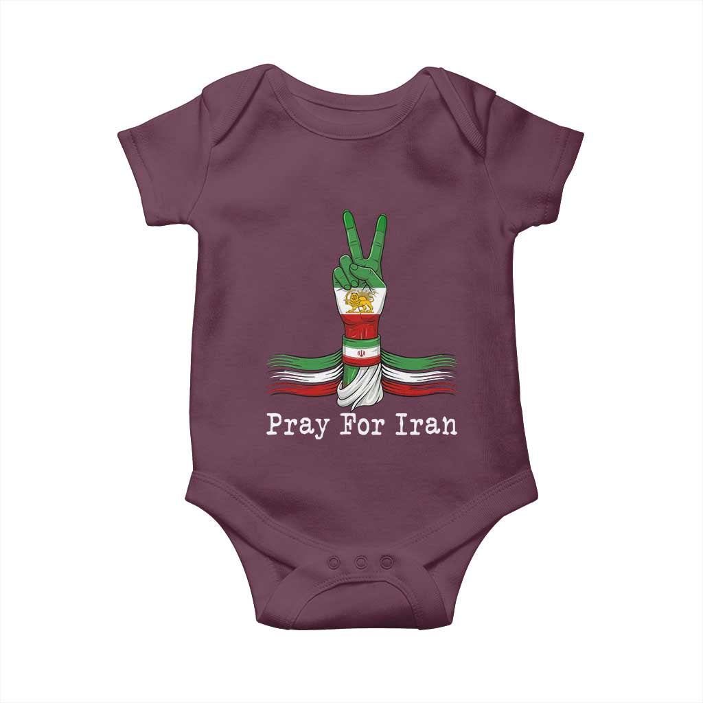 Free Iran Support Baby Onesie Pray For Iran TS14 Maroon Print Your Wear
