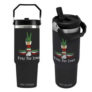Free Iran Support Flip Straw Tumbler Pray For Iran TS14 One Size: 30 oz Black Print Your Wear