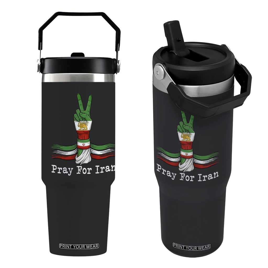 Free Iran Support Flip Straw Tumbler Pray For Iran TS14 One Size: 30 oz Black Print Your Wear