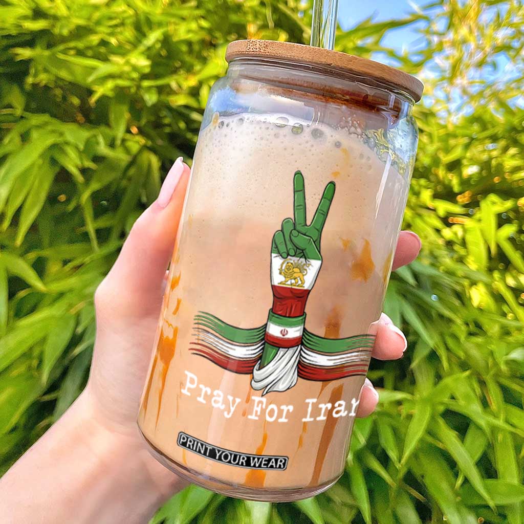 Free Iran Support Glass Can Pray For Iran TS14 Black Print Your Wear
