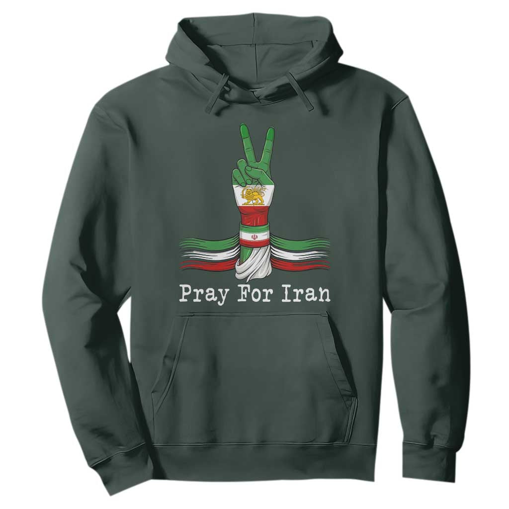 Free Iran Support Hoodie Pray For Iran TS14 Dark Forest Green Print Your Wear