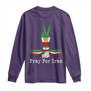 Free Iran Support Long Sleeve Shirt Pray For Iran TS14 Purple Print Your Wear