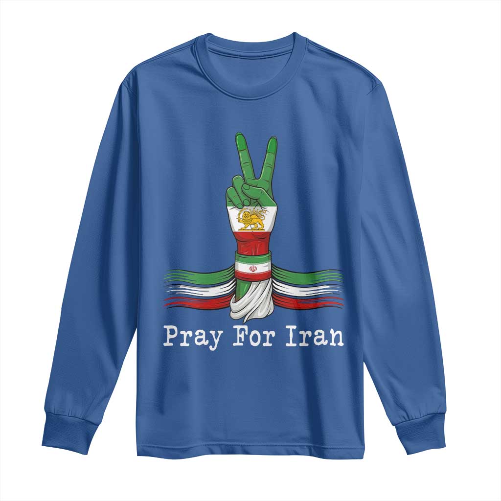 Free Iran Support Long Sleeve Shirt Pray For Iran TS14 Royal Blue Print Your Wear