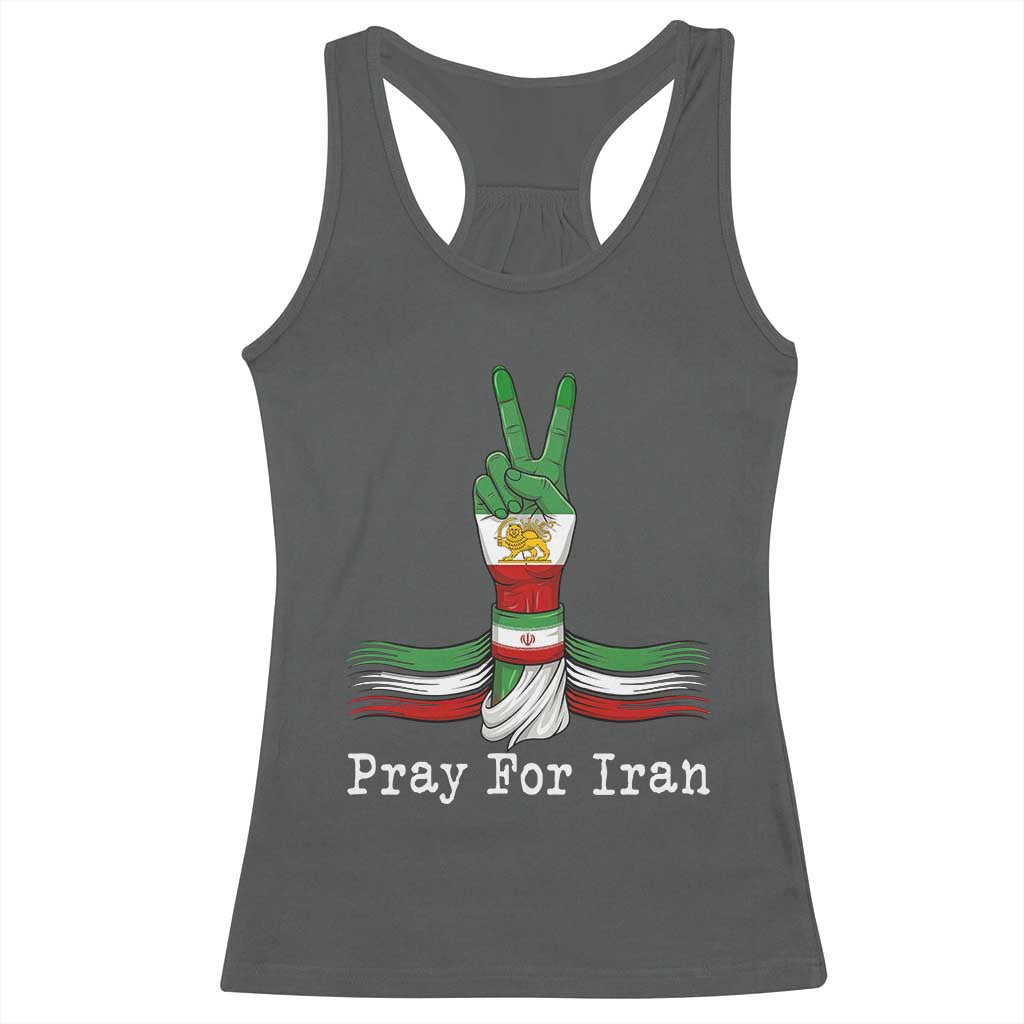 Free Iran Support Racerback Tank Top Pray For Iran TS14 Dark Heather Print Your Wear