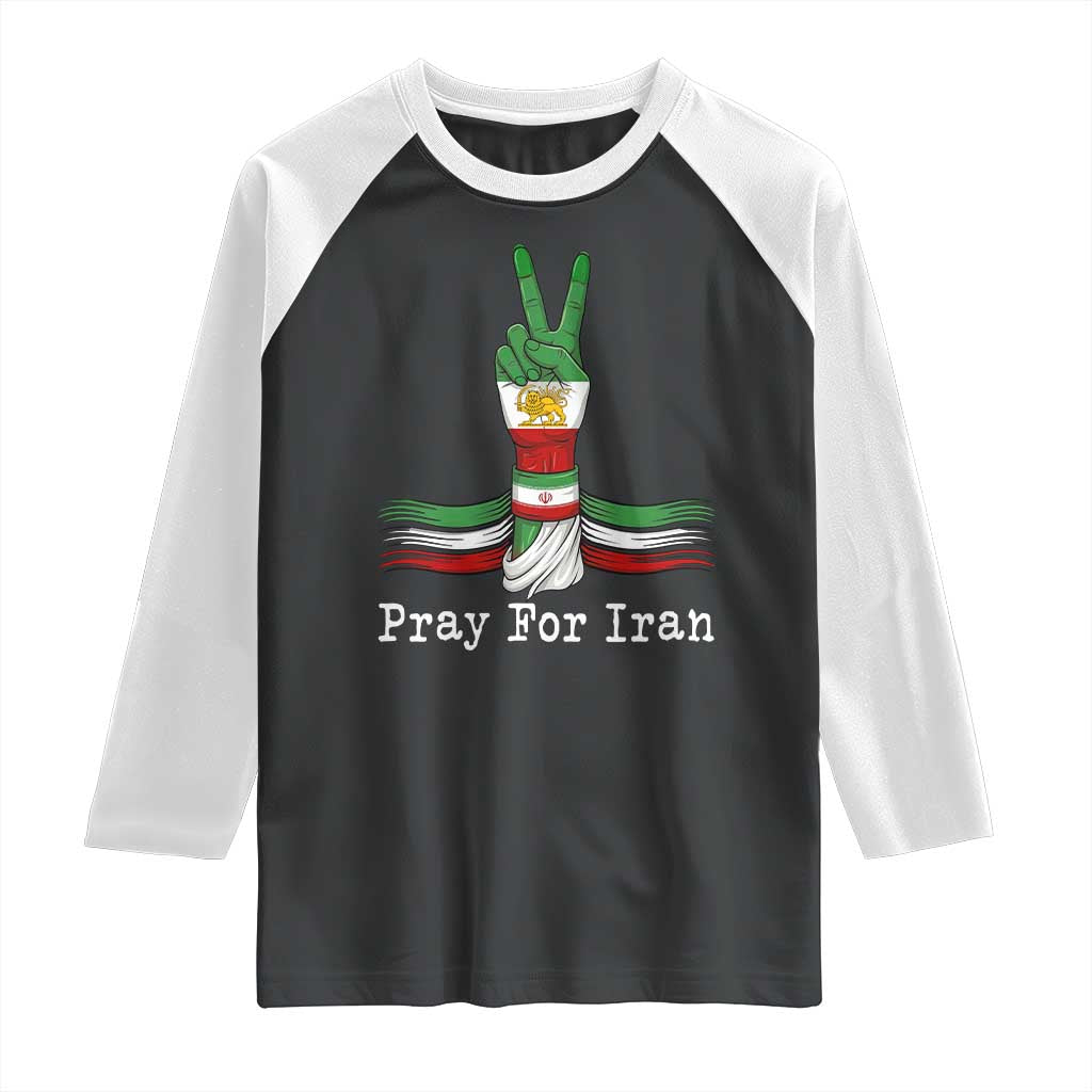 Free Iran Support Raglan Shirt Pray For Iran TS14 Black White Print Your Wear