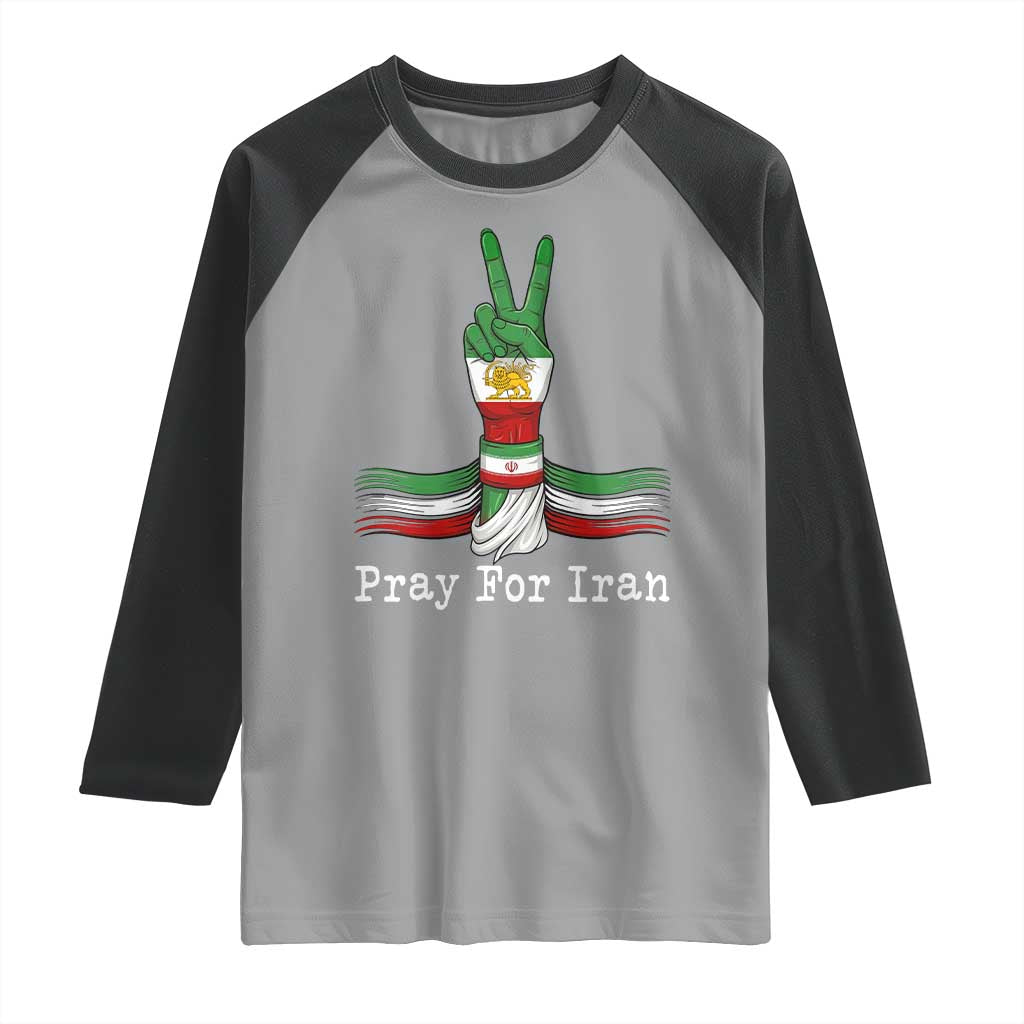 Free Iran Support Raglan Shirt Pray For Iran TS14 Sport Gray Black Print Your Wear