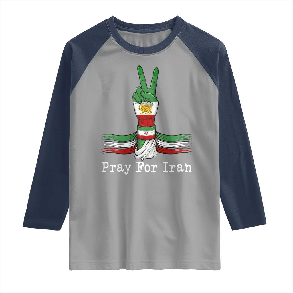 Free Iran Support Raglan Shirt Pray For Iran TS14 Sport Gray Navy Print Your Wear