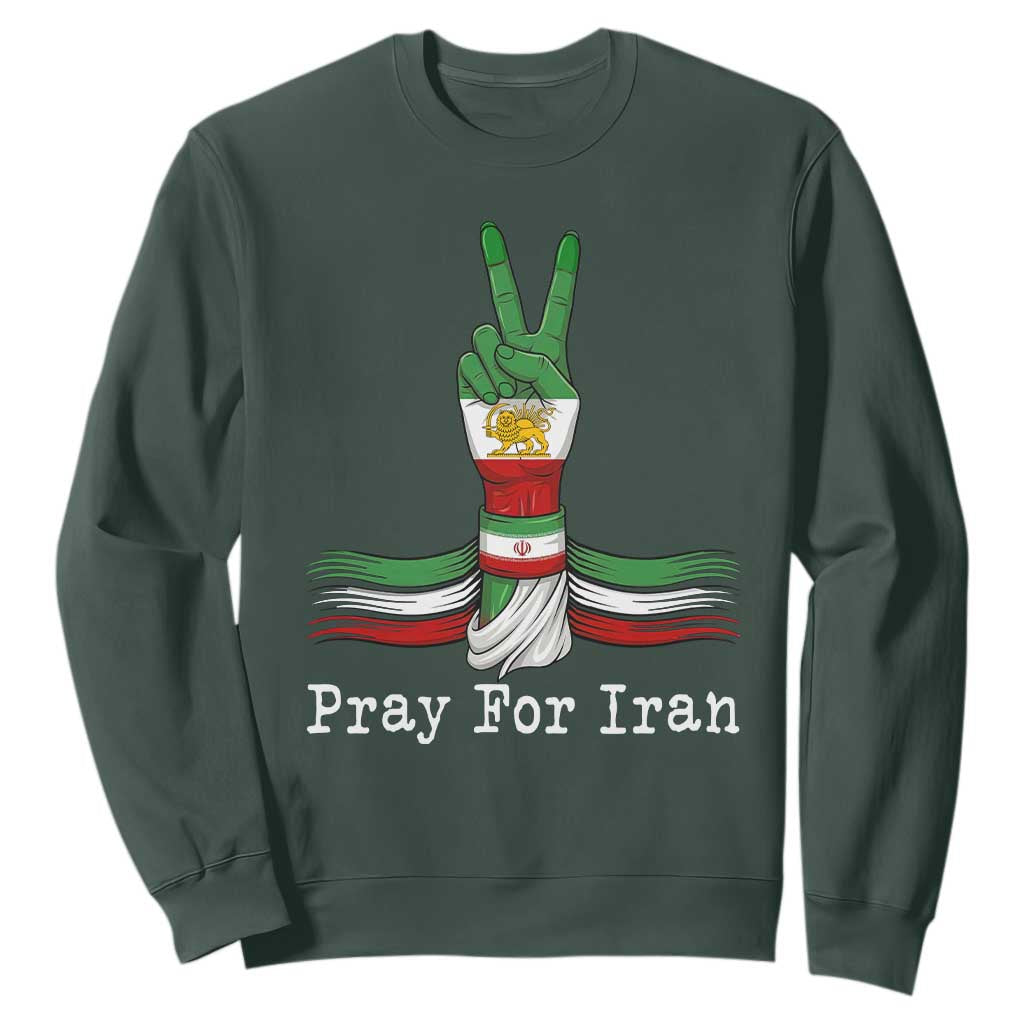 Free Iran Support Sweatshirt Pray For Iran TS14 Dark Forest Green Print Your Wear
