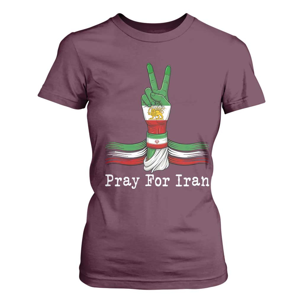 Free Iran Support T Shirt For Women Pray For Iran TS14 Maroon Print Your Wear